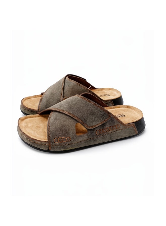 Stylish men's slippers with a modern and comfortable design – genuine leather and non-slip orthopedic sole, available in various sizes and colors. - Image 4